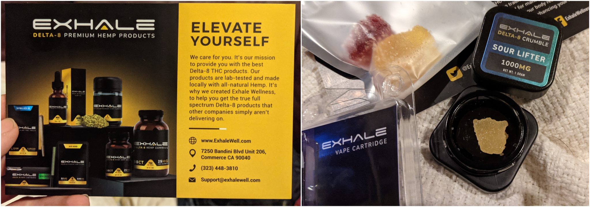 Exhale Wellness Delta 8 Crumble and HHC Cart Review – Good Effects